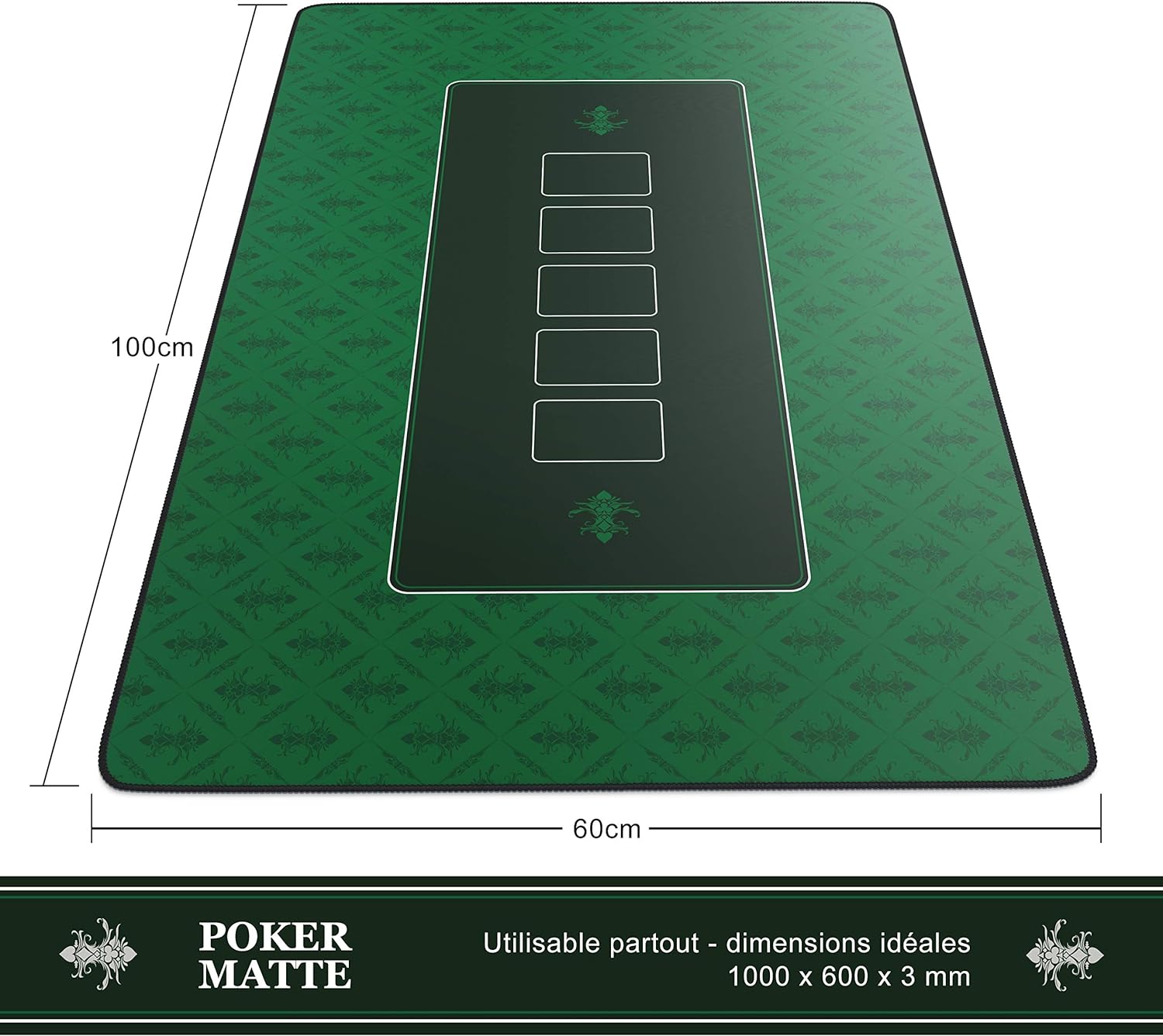 Tapis De Poker Rectangulaire Vert