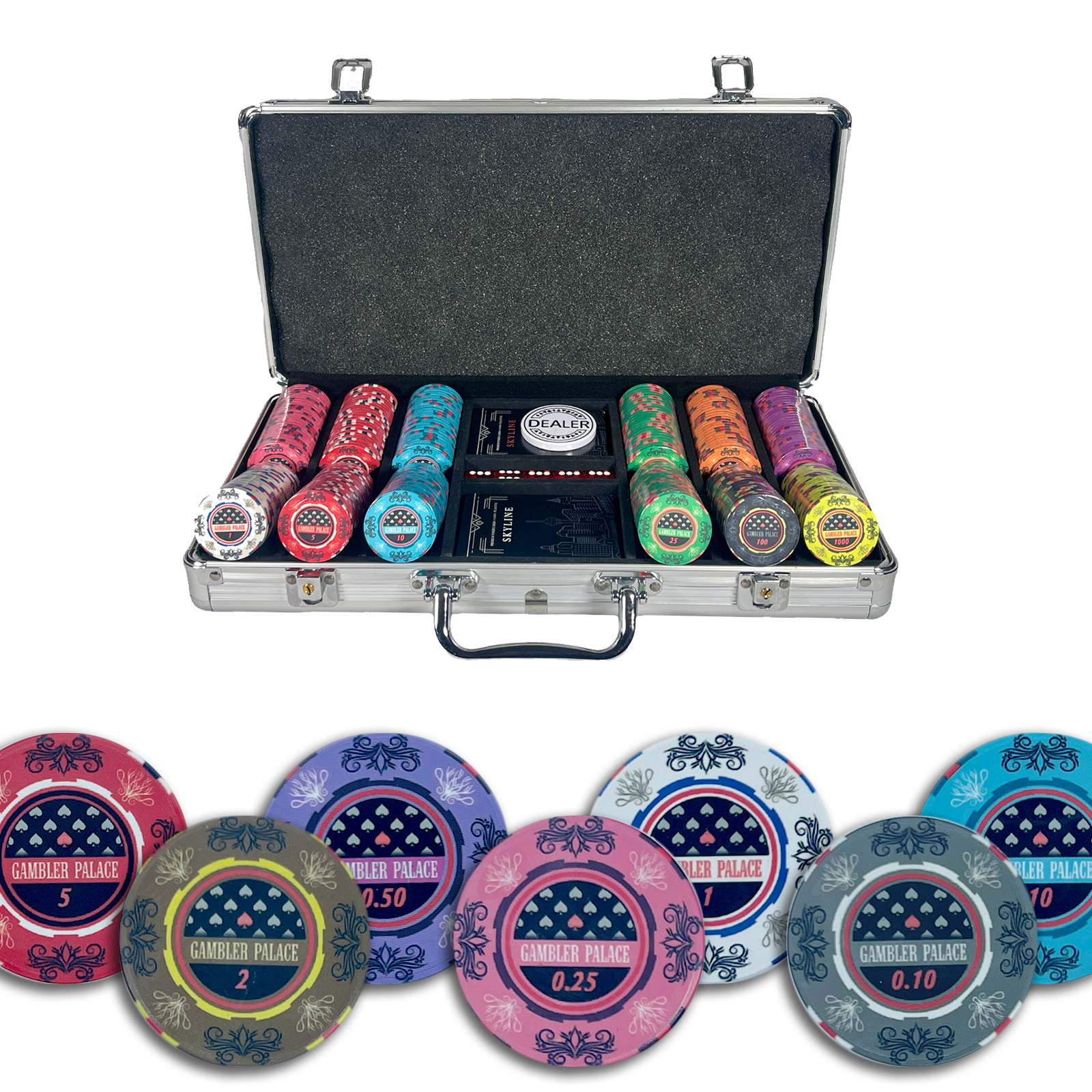 Mallette Poker Gambler Palace Cash Game 300 jetons