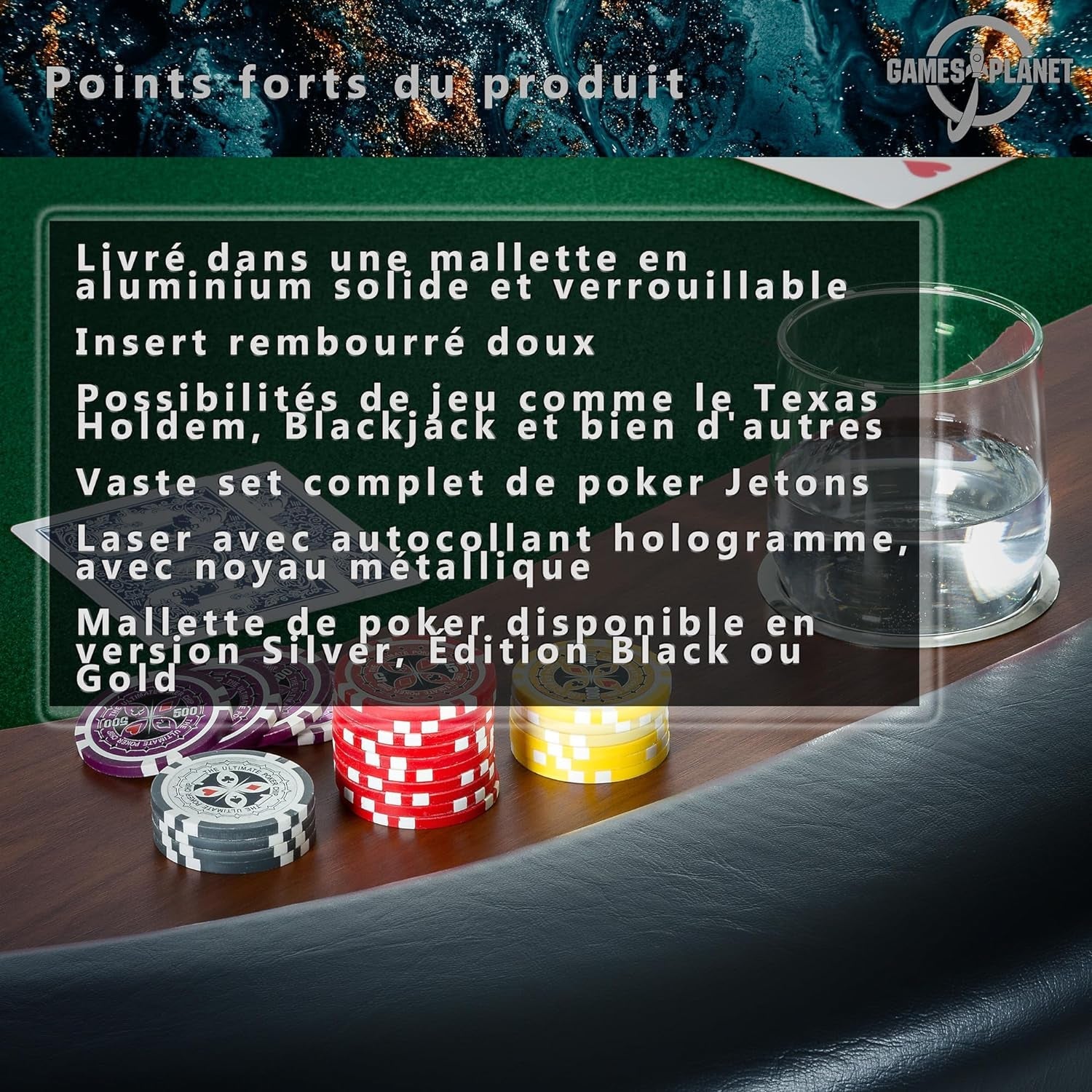 Malette De Poker Avec 300 Jetons Laser Argent