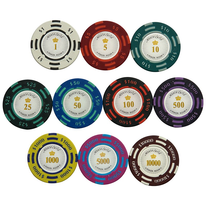 Jetons de poker Monte Carlo avec valeurs