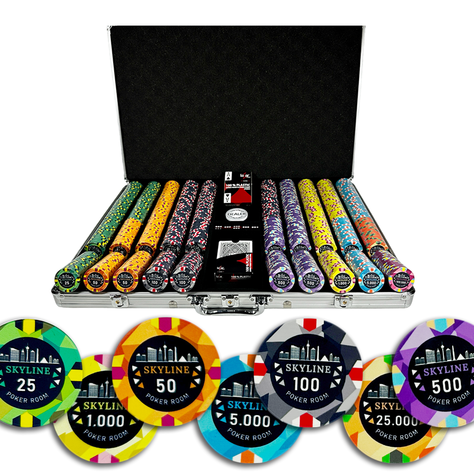 Pack cadeaux Deal Skyline Exclusive 1000 jetons de poker et tapis