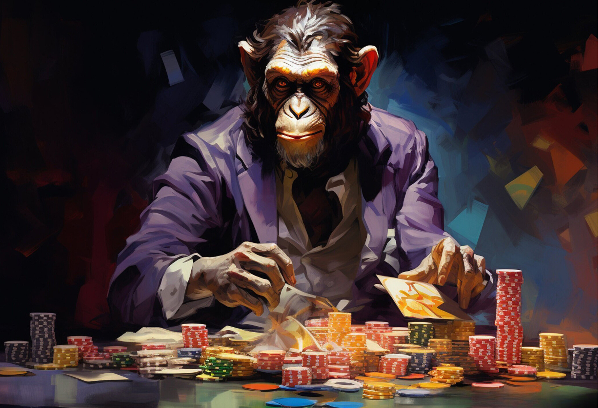 Tableau de Poker Singe