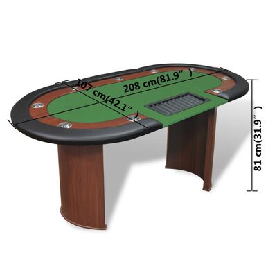 Table de poker espace croupier Vert