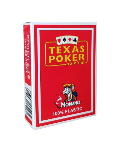 MODIANO "TEXAS POKER HOLD EM" - JEU DE 55 CARTES 100% PLASTIQUE – FORMAT POKER - 2 INDEX JUMBO